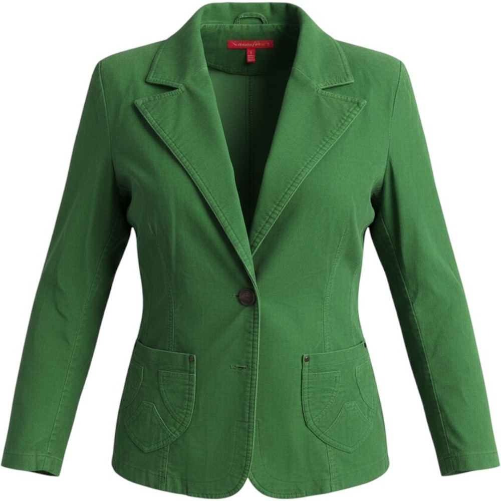 Jennyfer J Green Corduroy Blazer Jacket Plus Size 3X Two Button Patch Pockets